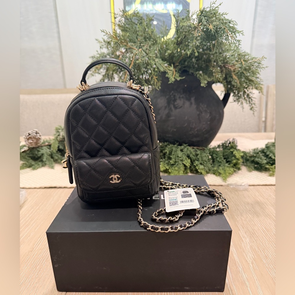 Inspired Authentic caviar leather mini backpack/Gold hardware